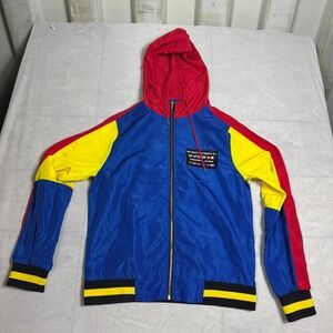 Forever 21 Mens Windbreaker Jacket Multicolor‎ Hooded Intercontinental Size S